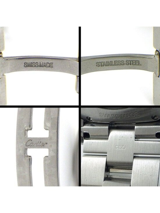 Cartier Watch Cles Silver Guilloche Dial Roman Index Date Back Slotted SS Cartier Watch Cles Silver Guilloche Dial Roman Index Date  main image 3